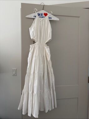 J. Crew White Cutout Tiered Midi Dress
